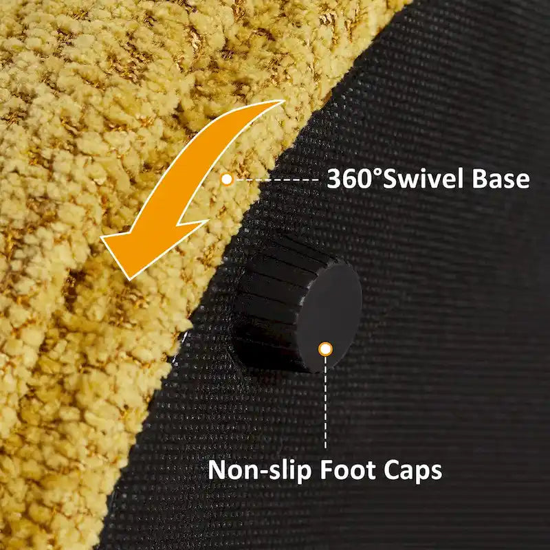 Pouf VANOMi Djembe Bouclé avec Base Pivotante, Tabouret Pivotant pour Salon, Dressing