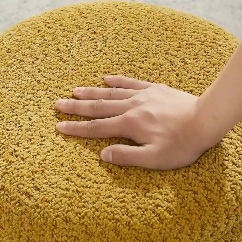 Pouf VANOMi Djembe Bouclé avec Base Pivotante, Tabouret Pivotant pour Salon, Dressing