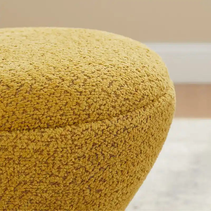 Pouf VANOMi Djembe Bouclé avec Base Pivotante, Tabouret Pivotant pour Salon, Dressing