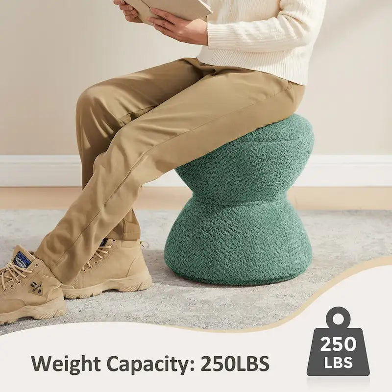 Pouf VANOMi Djembe Bouclé avec Base Pivotante, Tabouret Pivotant pour Salon, Dressing