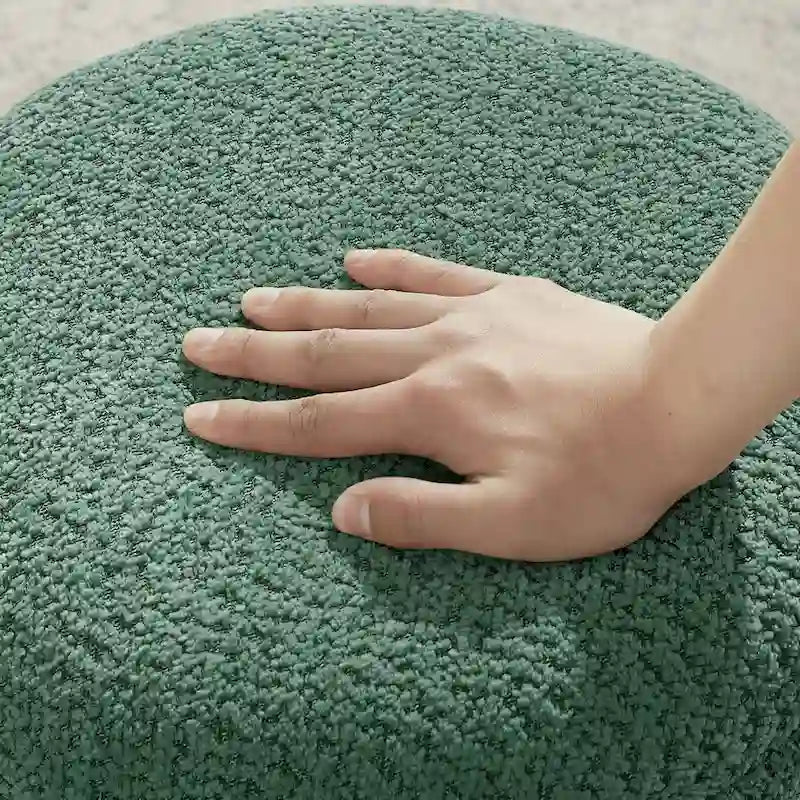 Pouf VANOMi Djembe Bouclé avec Base Pivotante, Tabouret Pivotant pour Salon, Dressing