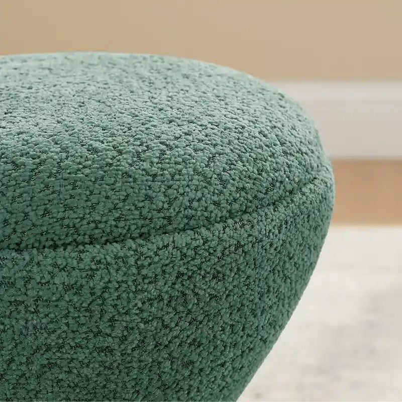Pouf VANOMi Djembe Bouclé avec Base Pivotante, Tabouret Pivotant pour Salon, Dressing