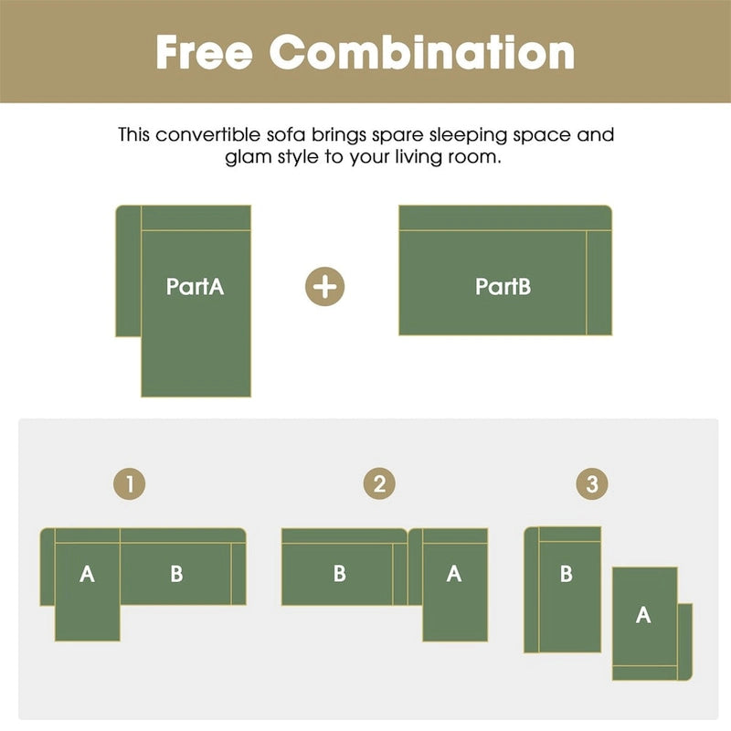Ensemble de canapés d'angle modulables Merax pour salon, chambre, salon de beauté