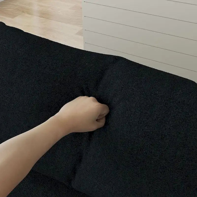 Canapé d'angle en chenille en forme de L, canapé moderne modulable avec dossier rembourré et 6 coussins pour salon