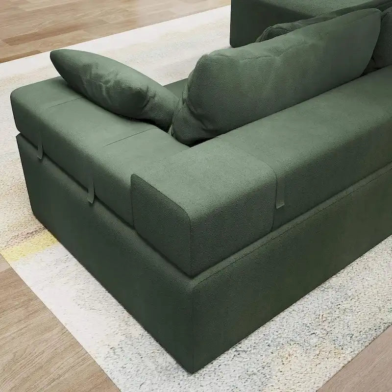 Canapé d'angle en chenille en forme de L, canapé moderne modulable avec dossier rembourré et 6 coussins pour salon