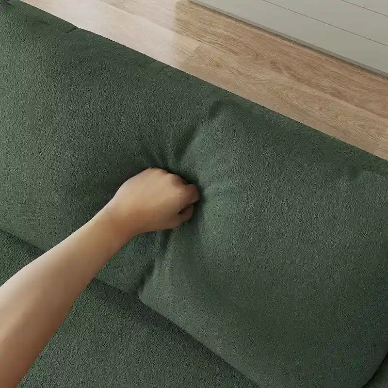 Canapé d'angle en chenille en forme de L, canapé moderne modulable avec dossier rembourré et 6 coussins pour salon