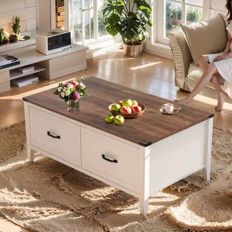 Table basse de ferme Pellabant avec compartiment de rangement caché