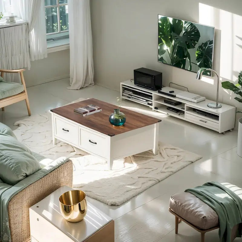 Table basse de ferme Pellabant avec compartiment de rangement caché