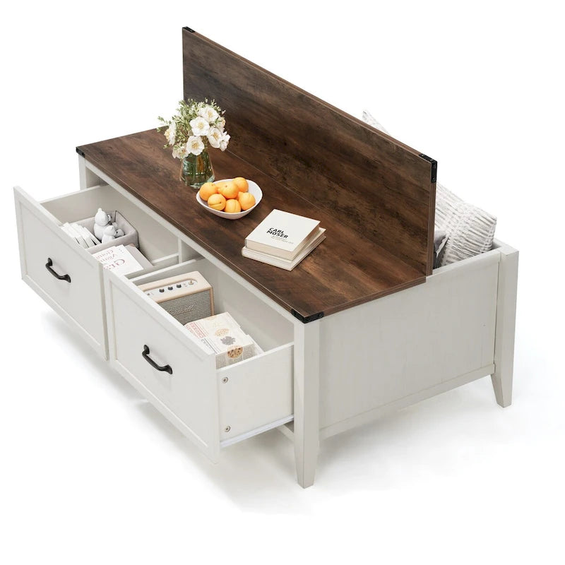 Table basse de ferme Pellabant avec compartiment de rangement caché