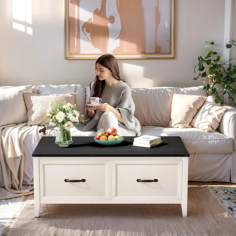 Table basse de ferme Pellabant avec compartiment de rangement caché