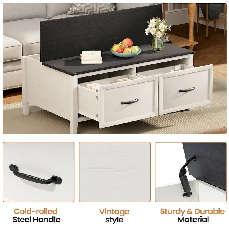 Table basse de ferme Pellabant avec compartiment de rangement caché