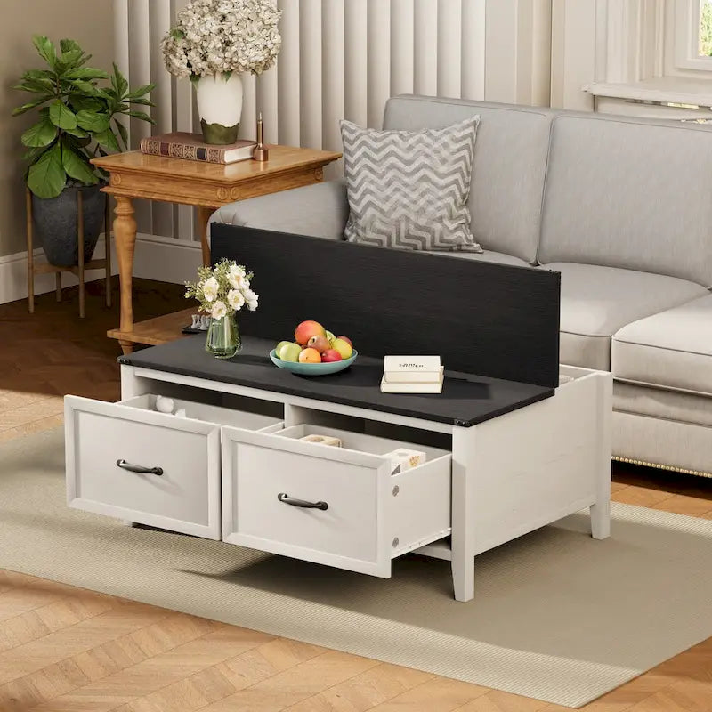 Table basse de ferme Pellabant avec compartiment de rangement caché