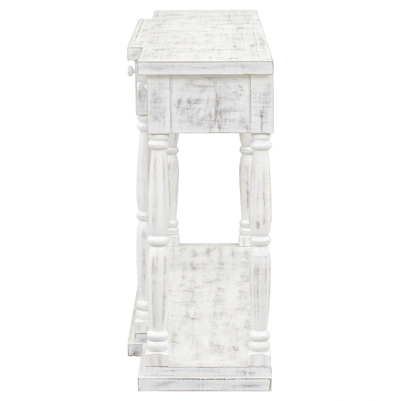 Console rétro pour senior, idéale pour une entrée, un salon ou une chambre, avec 4 tiroirs de rangement en façade et 1 étagère.