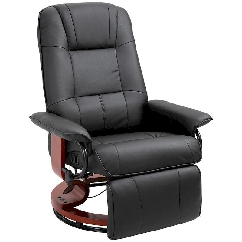 Fauteuil lounge pivotant réglable en cuir avec repose-pieds et accoudoirs