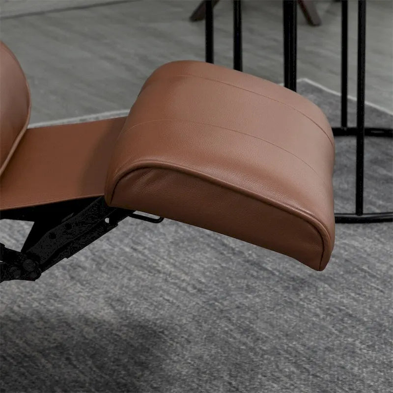 Fauteuil lounge pivotant réglable en cuir avec repose-pieds et accoudoirs