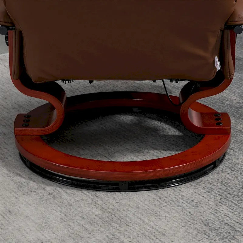 Fauteuil lounge pivotant réglable en cuir avec repose-pieds et accoudoirs