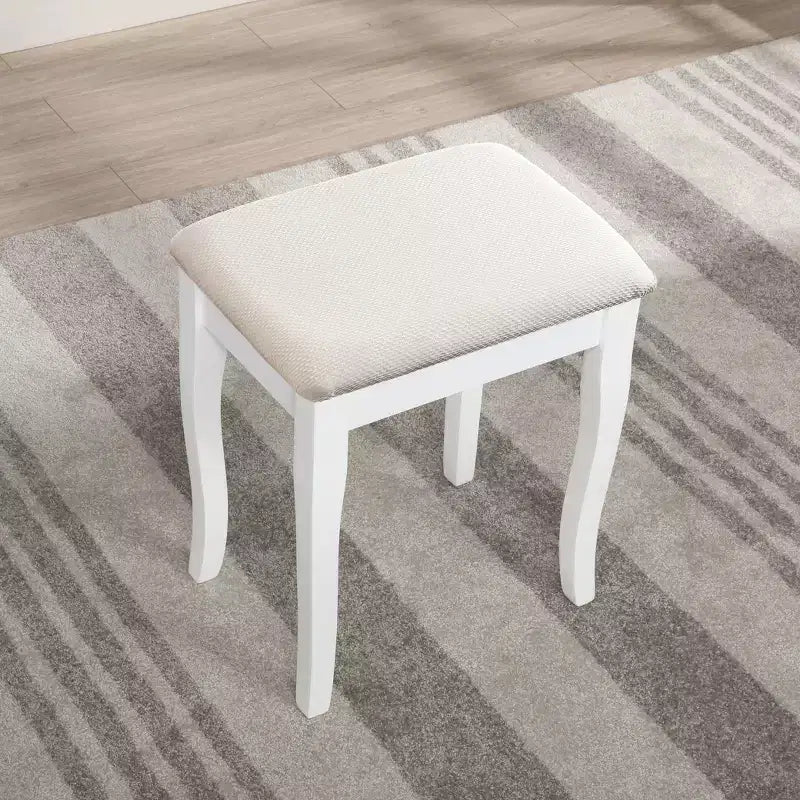 Coiffeuse en bois blanc Sanlo avec tabouret