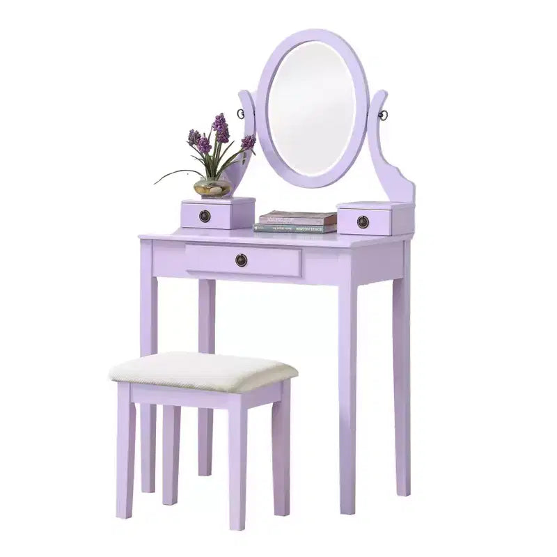 Coiffeuse Moniya Violette en Bois avec Tabouret