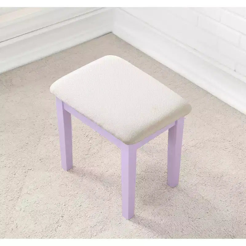 Coiffeuse Moniya Violette en Bois avec Tabouret