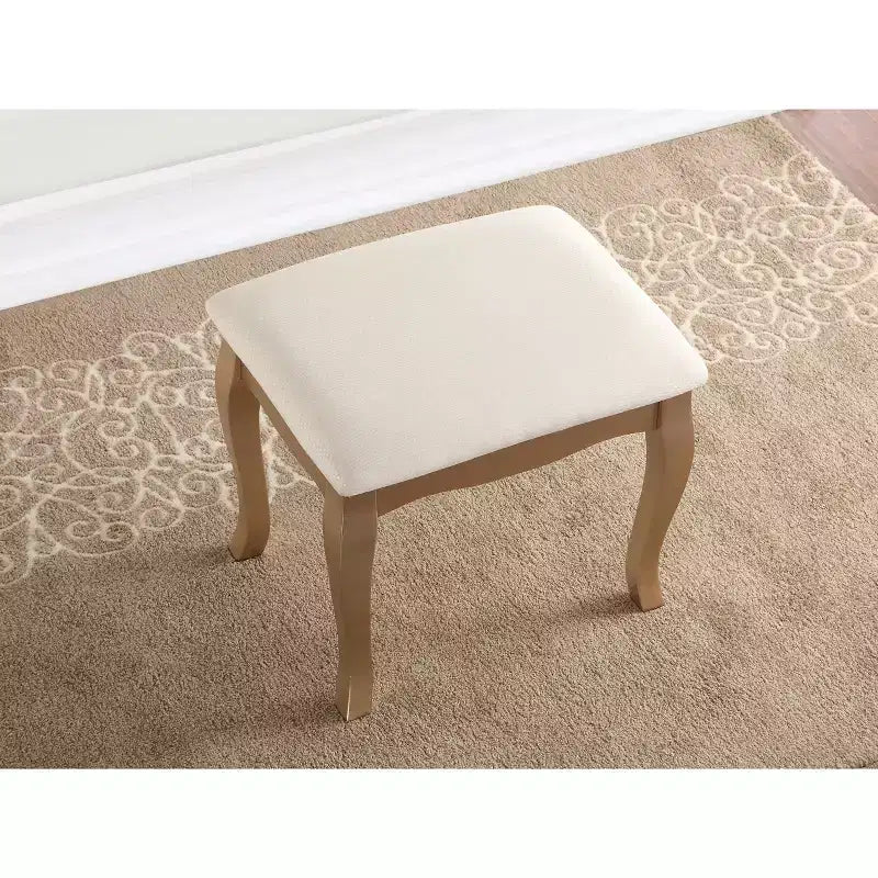 Coiffeuse et tabouret Roundhill Furniture Ashley Wood, Doré