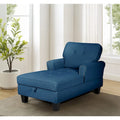 Chaise longue convertible en canapé-lit d'intérieur, fauteuil lounge rembourré pour chambre ou salon avec rivets bleus