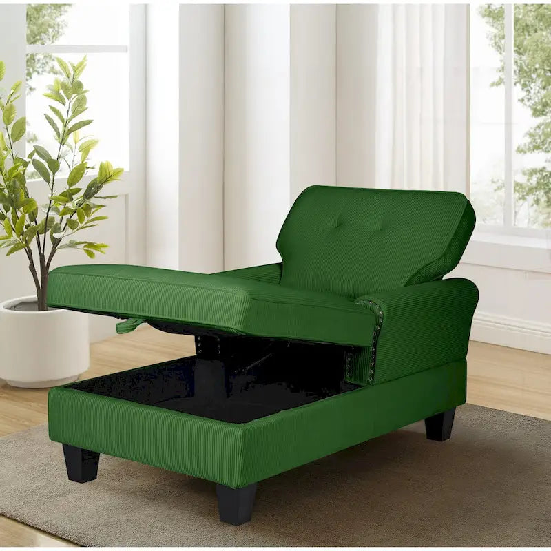 Chaise longue convertible en canapé-lit d'intérieur, fauteuil lounge rembourré pour chambre ou salon avec rivets bleus