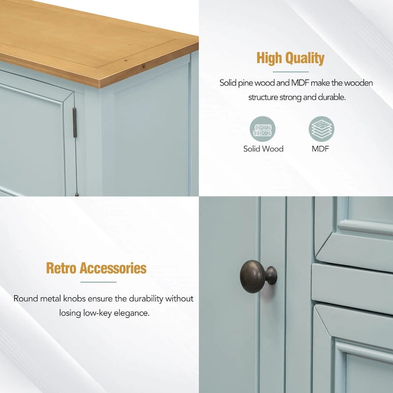 Console vintage avec quatre petits tiroirs et une étagère inférieure