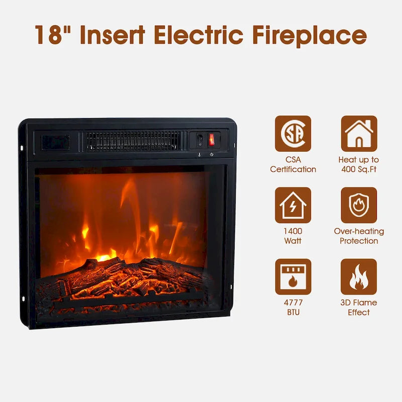 Console moderne gris clair avec cheminée et étagères de rangement ouvertes (48 pouces)