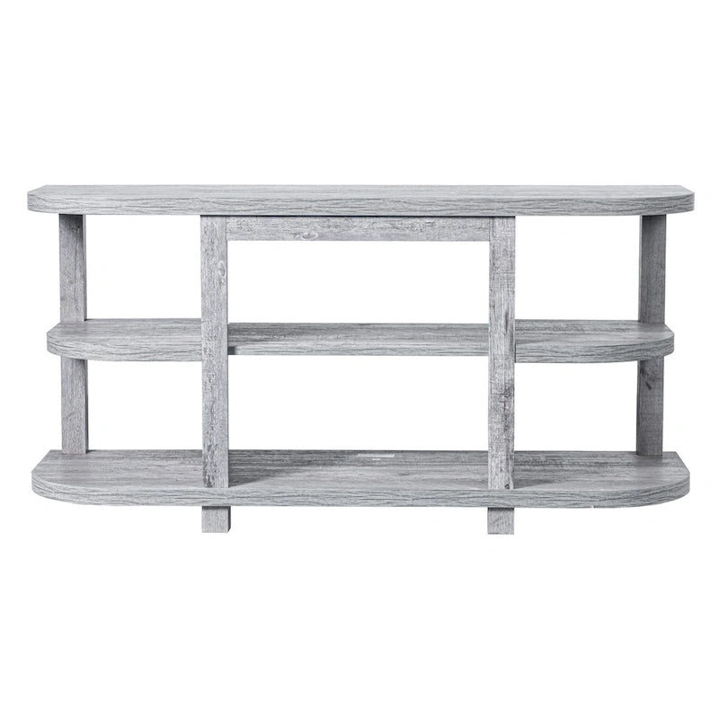 Console moderne gris clair avec cheminée et étagères de rangement ouvertes (48 pouces)