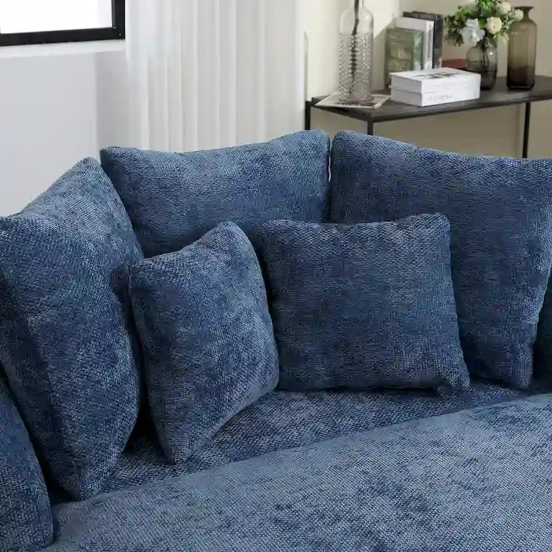 Fauteuil moderne rond d'appoint avec 5 coussins et repose-pieds en option