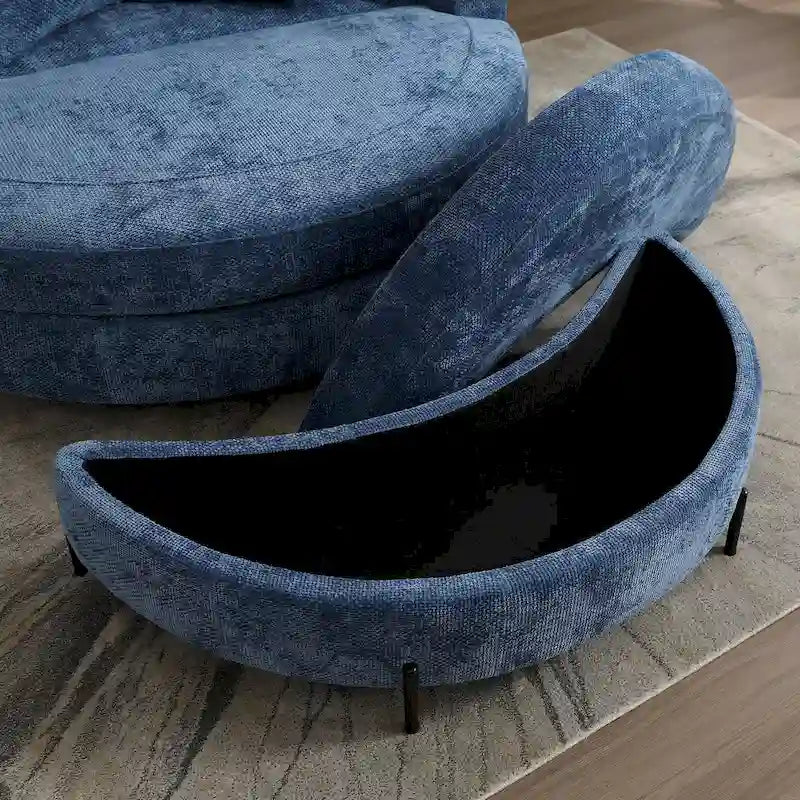 Fauteuil moderne rond d'appoint avec 5 coussins et repose-pieds en option