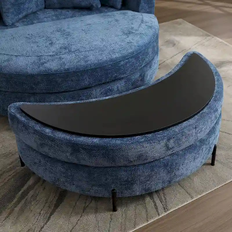 Fauteuil moderne rond d'appoint avec 5 coussins et repose-pieds en option