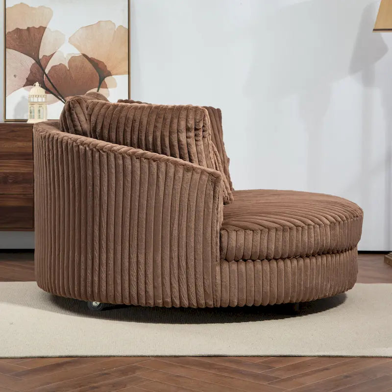 Fauteuil moderne rond d'appoint avec 5 coussins et repose-pieds en option