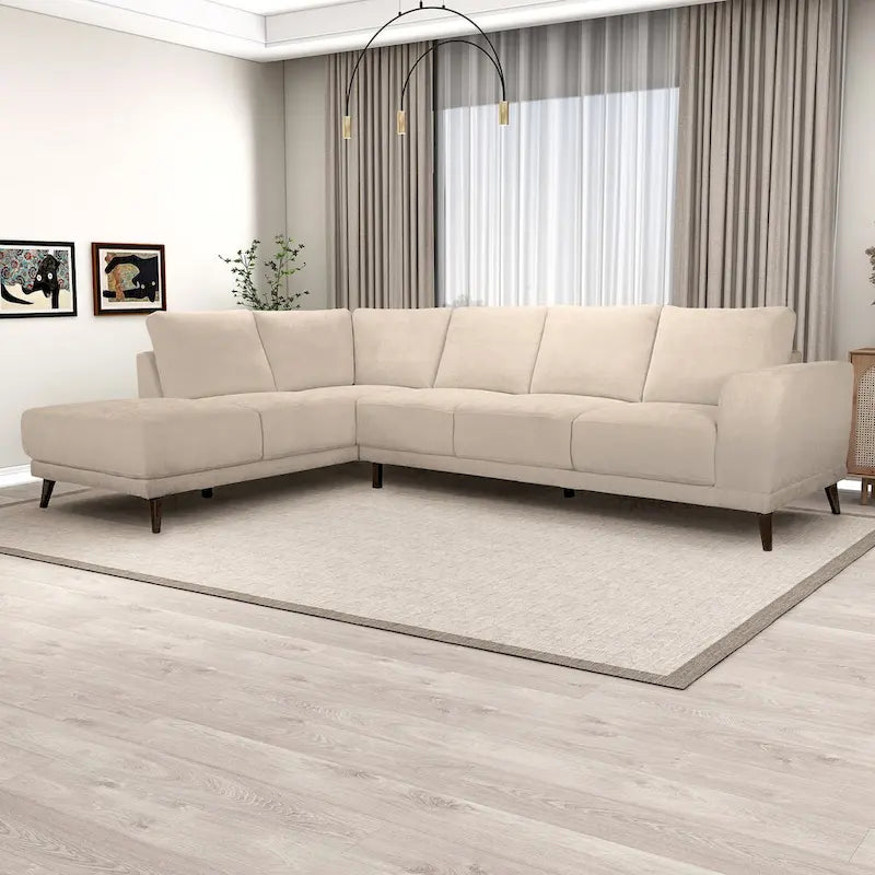 Cozy Nook Mid-Century Modern Performance Fabric Sectional Sofa