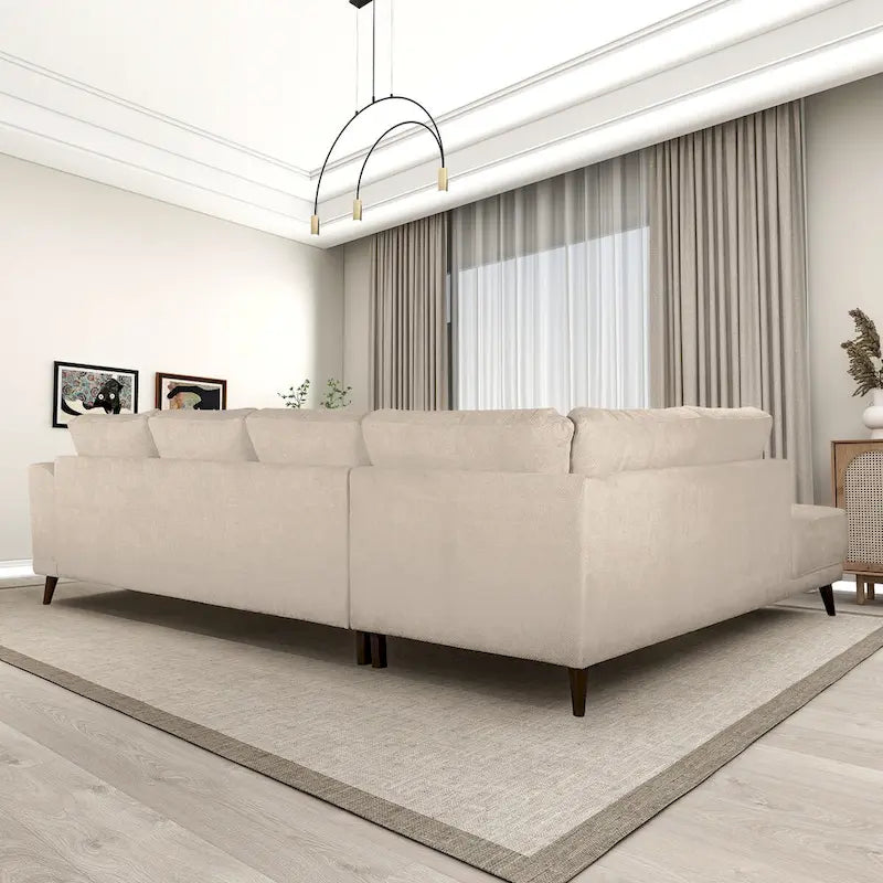 Canapé d'angle Cozy Nook en tissu performant, style moderne du milieu du siècle