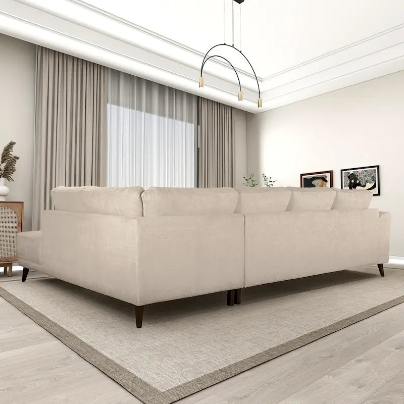 Canapé d'angle Cozy Nook en tissu performant, style moderne du milieu du siècle