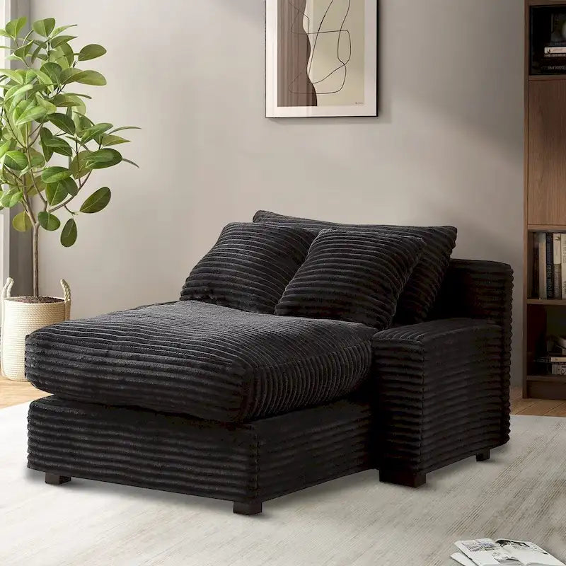 Chaise longue moderne et élégante revêtue de tissu velours côtelé