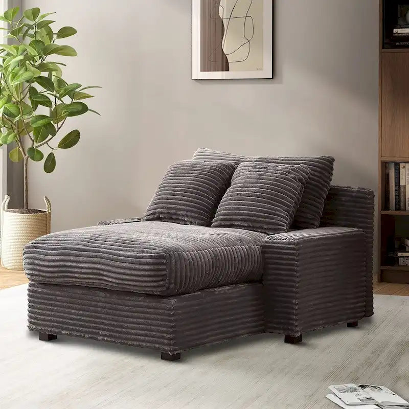 Chaise longue moderne et élégante revêtue de tissu velours côtelé