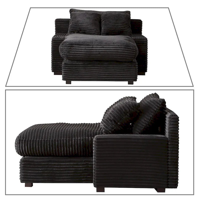 Chaise longue moderne et élégante revêtue de tissu velours côtelé