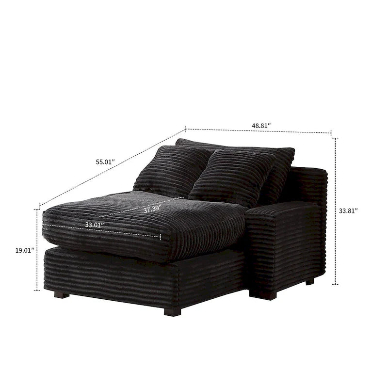 Chaise longue moderne et élégante revêtue de tissu velours côtelé