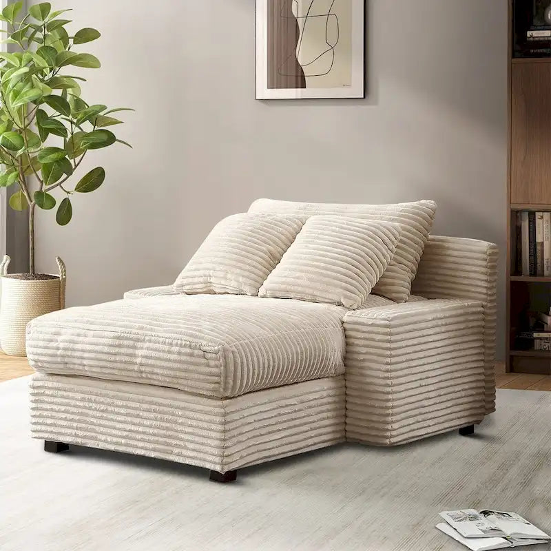 Chaise longue moderne et élégante revêtue de tissu velours côtelé