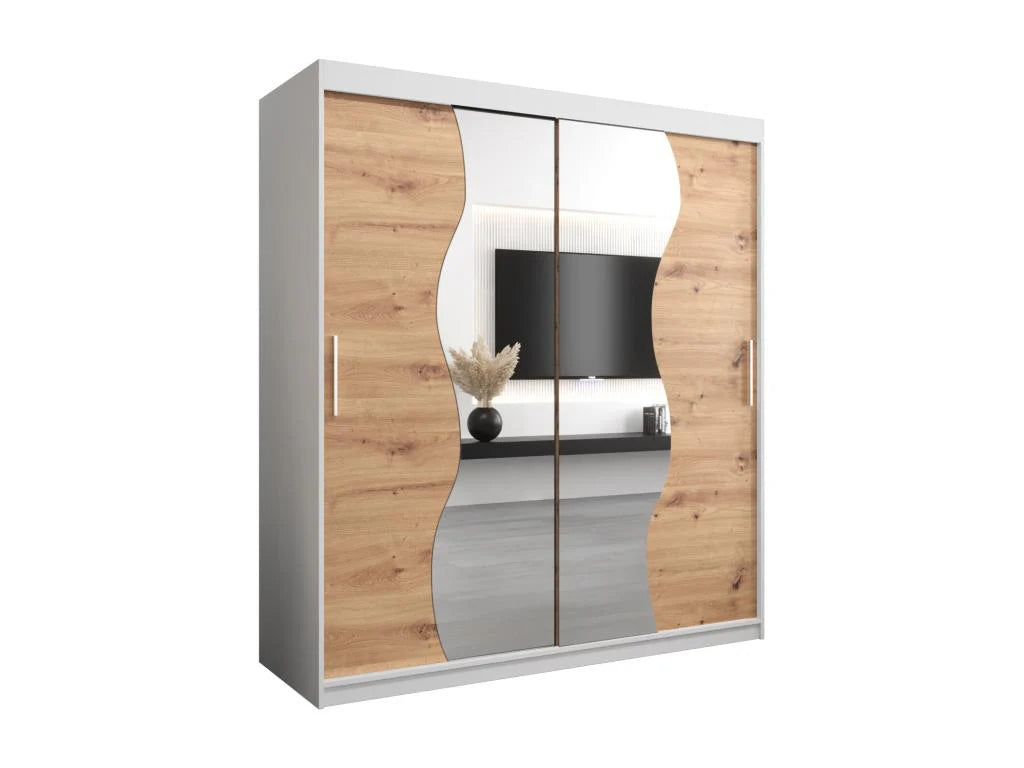 Armoire - Argente/Blanc/Marron