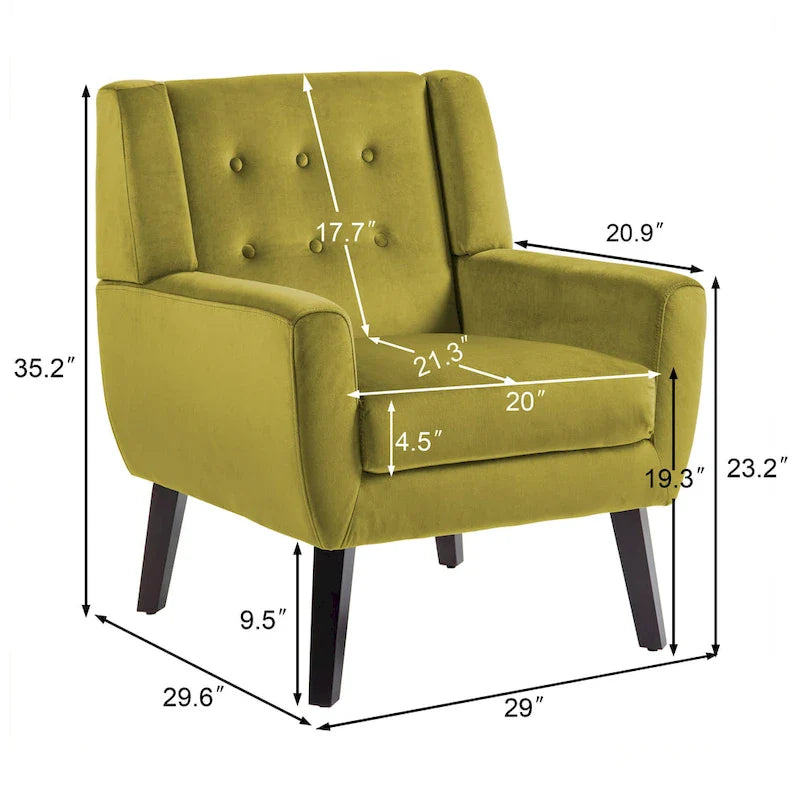 Ensemble de 2 fauteuils d'appoint en velours pour salon, avec accoudoirs rembourrés