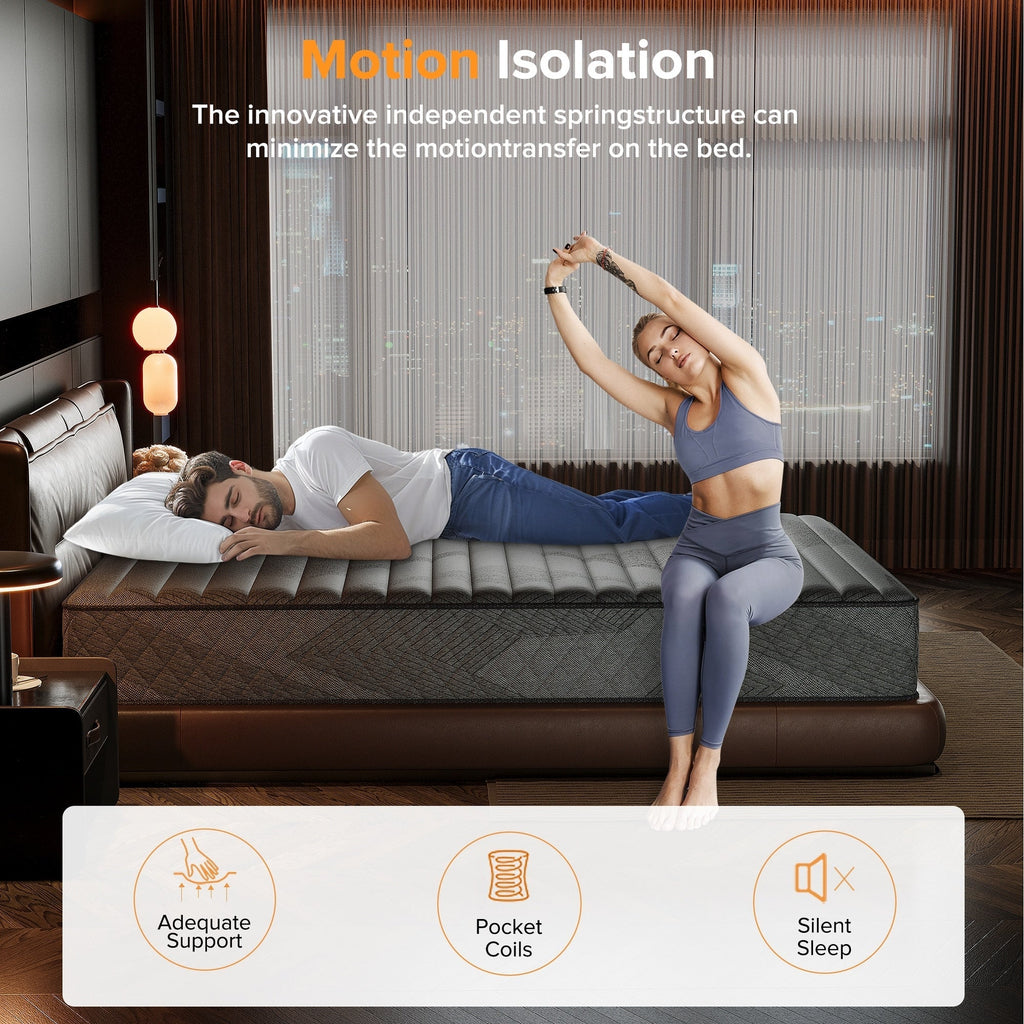 Matelas SweDrea Plush Hybrid Memory Foam 8/12 po. Rafraîchissant et respirant, certifié CertiPUR-US, SGS et OEKO-TEX®.