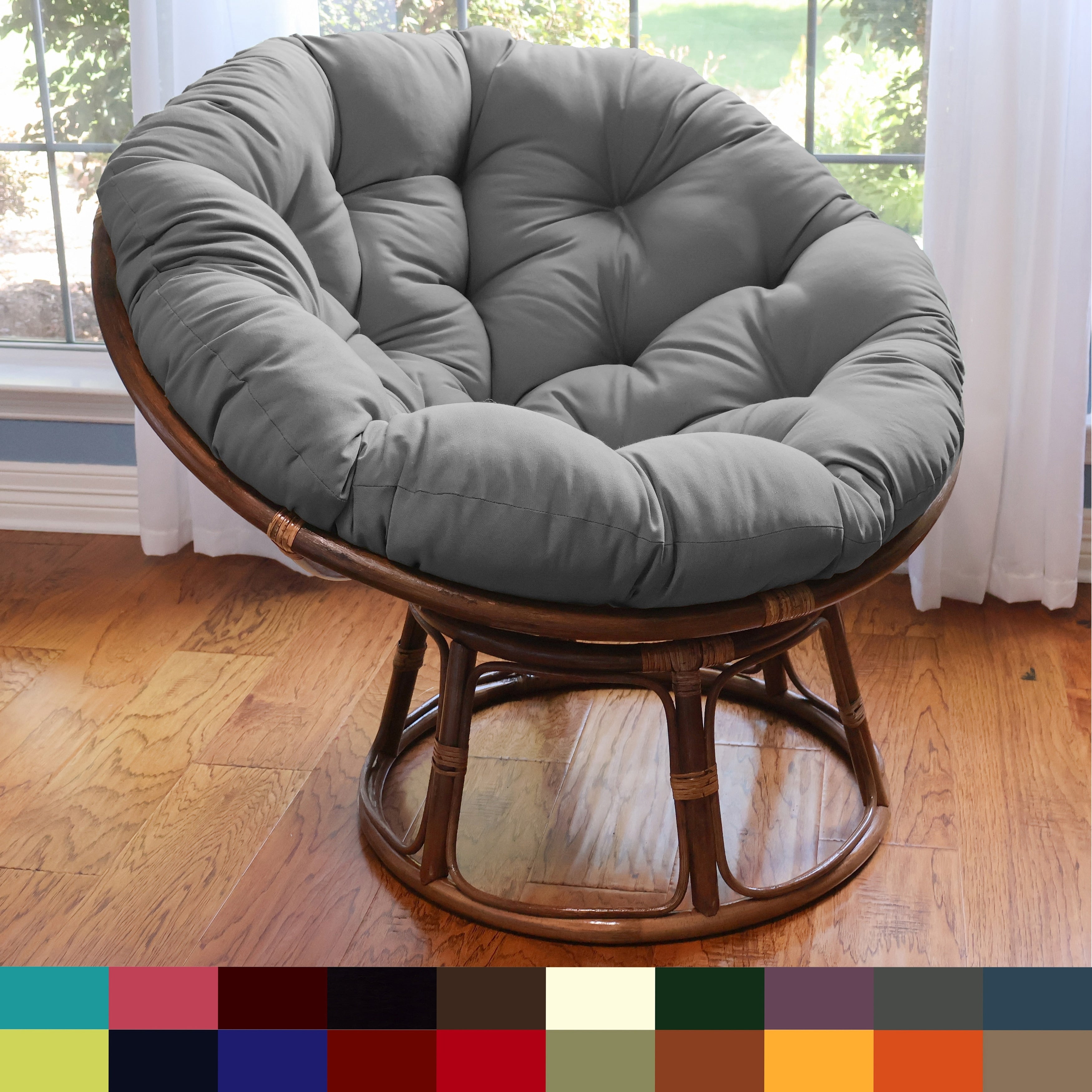 Fauteuil Papasan Bali en rotin de 107 cm avec coussin en sergé