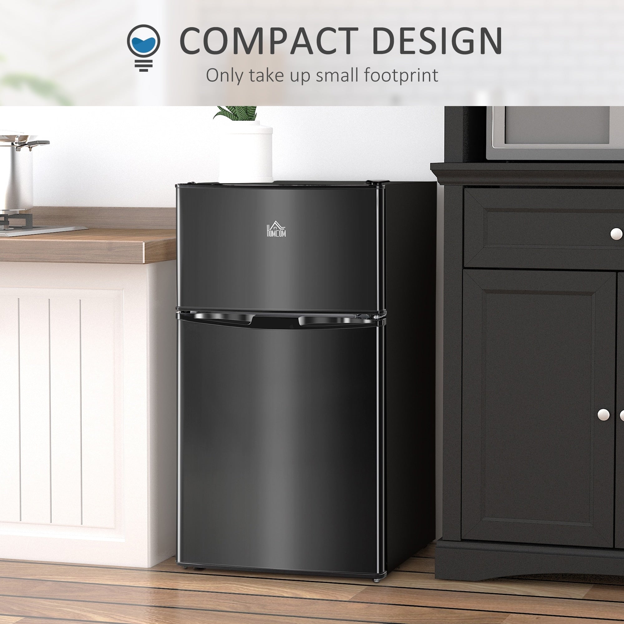 Mini-réfrigérateur HOMCOM à double porte avec congélateur, réfrigérateur compact de 3,2 pi³ avec étagère réglable et thermostat réglable