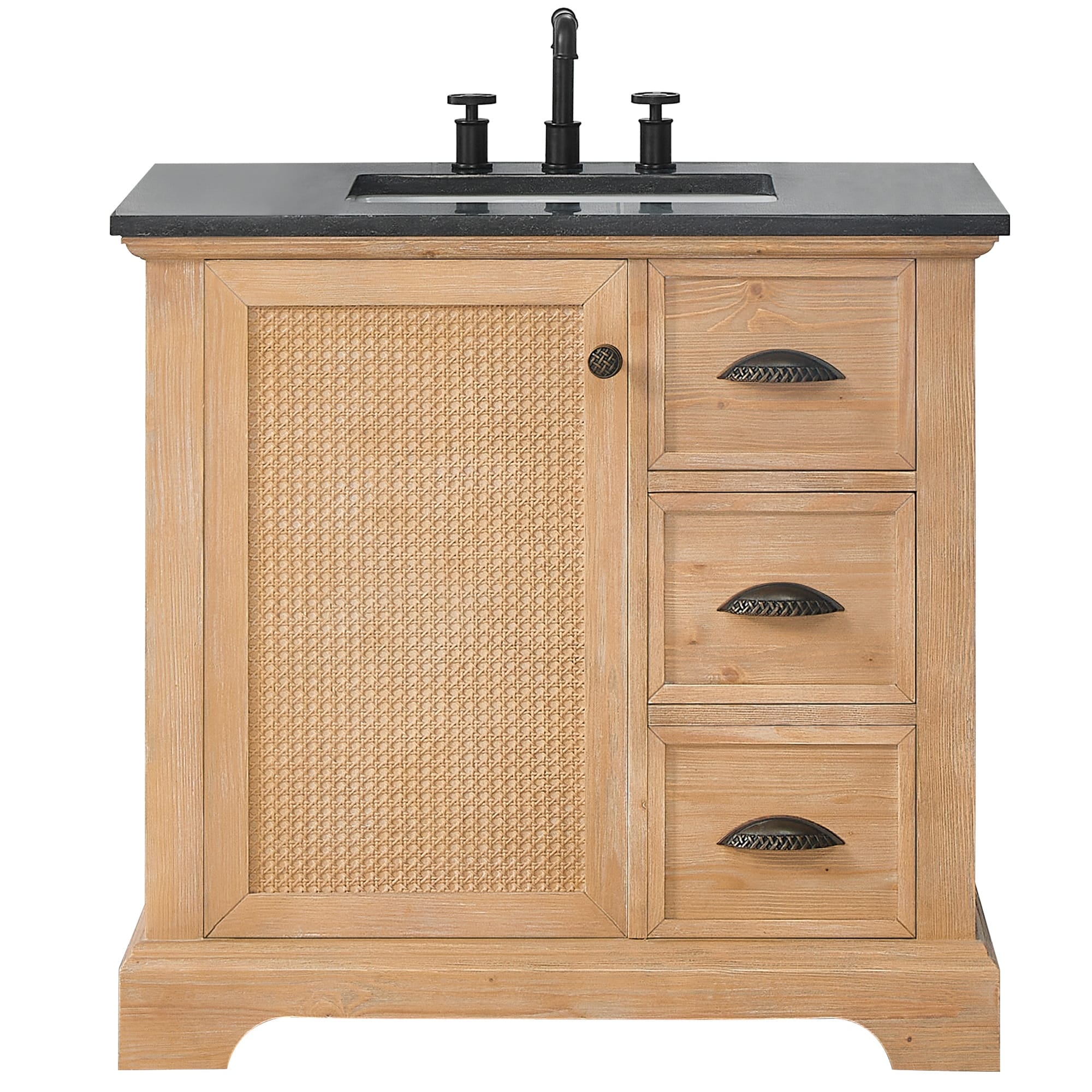 Meuble-lavabo Hervas avec plateau en marbre naturel, sans miroir.
