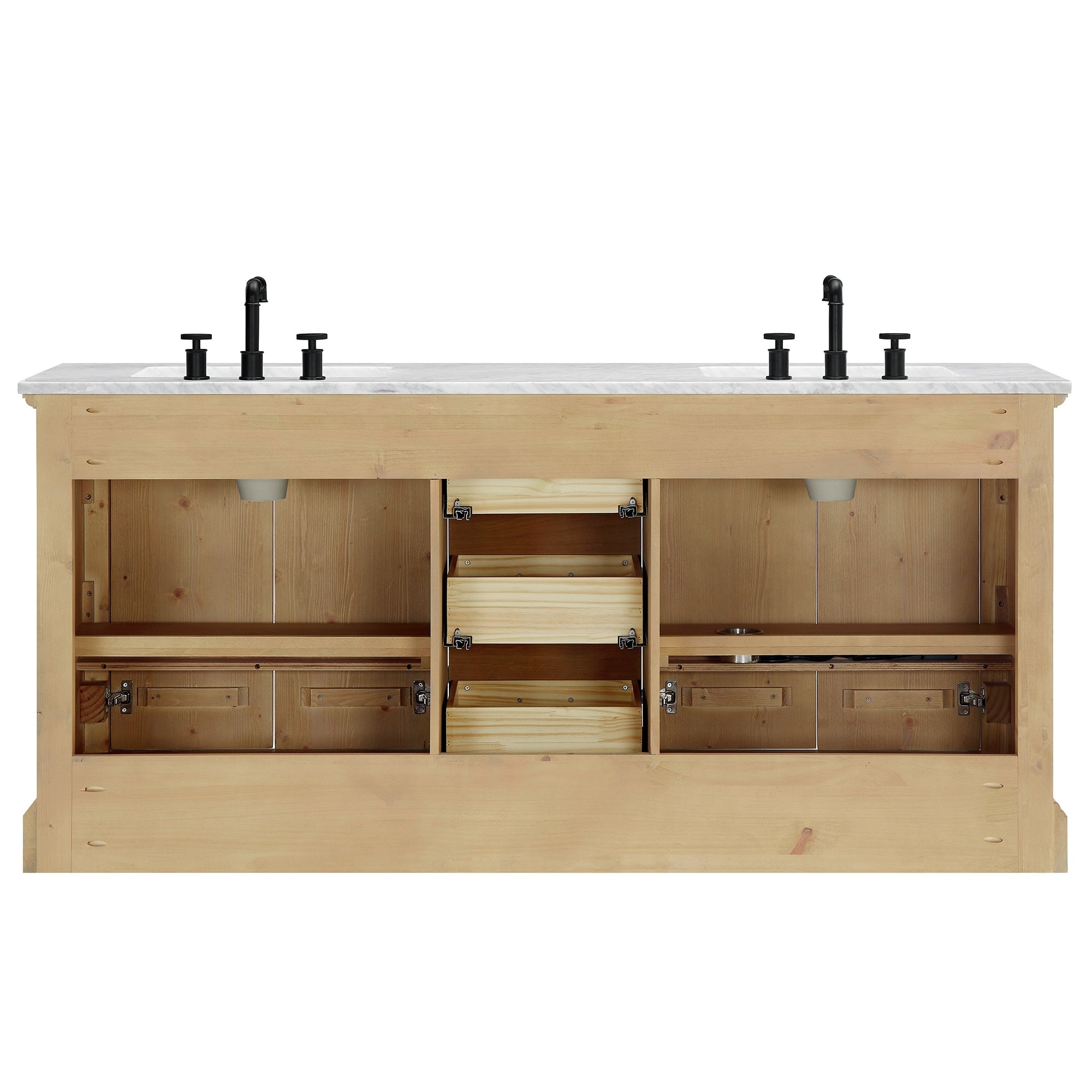 Meuble-lavabo Hervas avec plateau en marbre naturel, sans miroir.