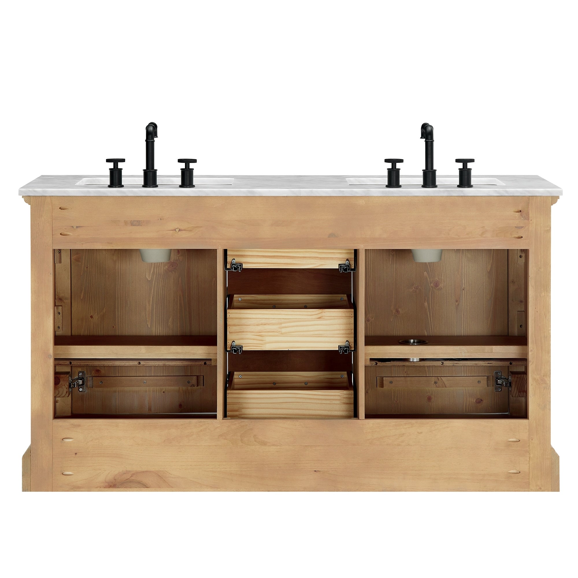 Meuble-lavabo Hervas avec plateau en marbre naturel, sans miroir.