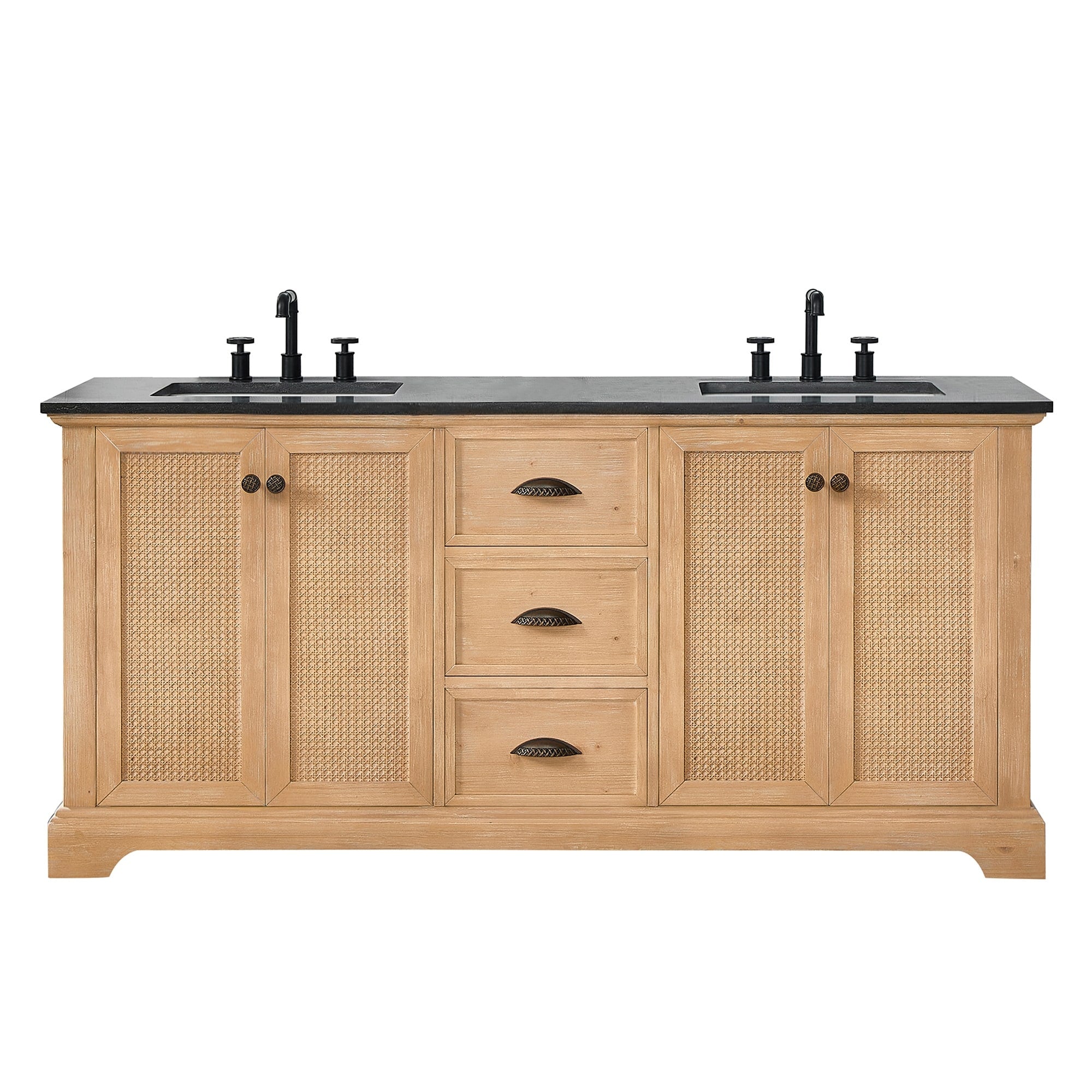 Meuble-lavabo Hervas avec plateau en marbre naturel, sans miroir.